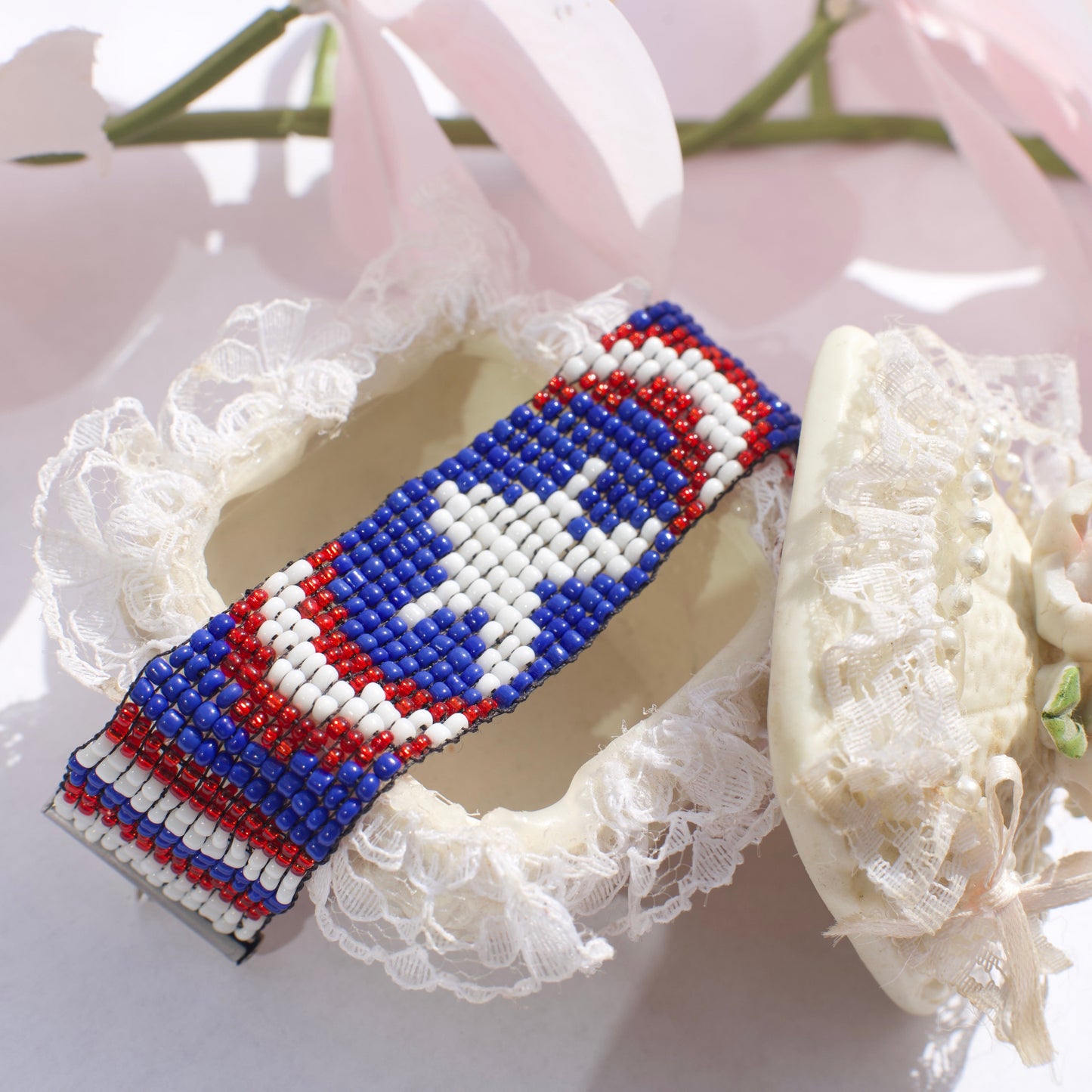 Captain America Inspired Beaded Loom Bracelet