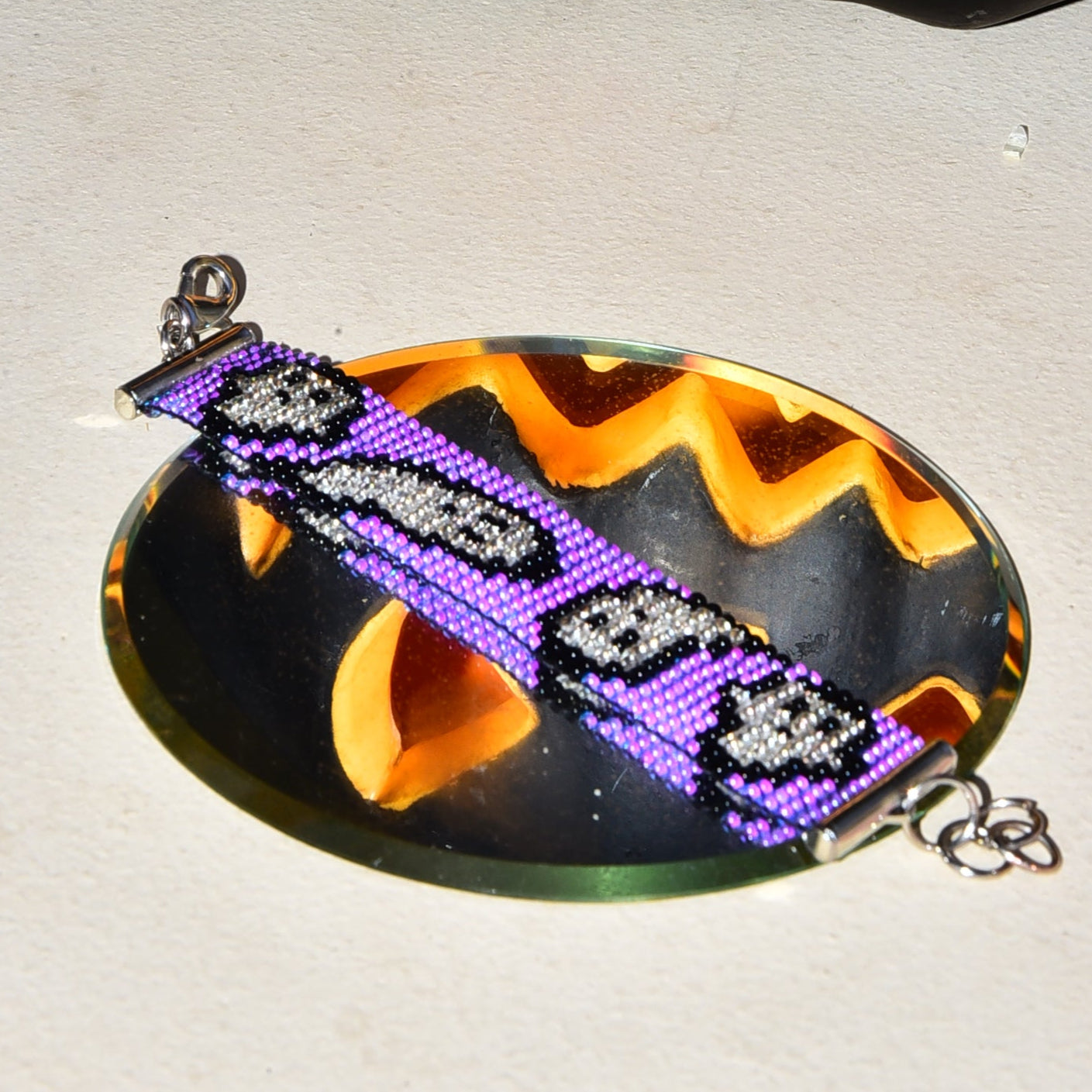 Cute Purple Ghost Halloween Inspired Beaded Loom Bracelet