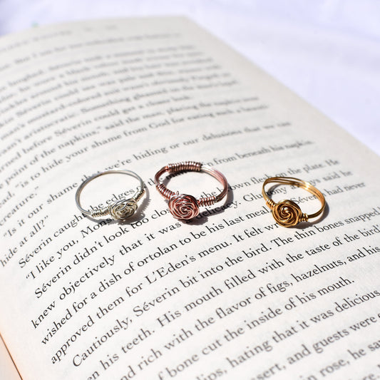 Wire Wrapped Rose Rings