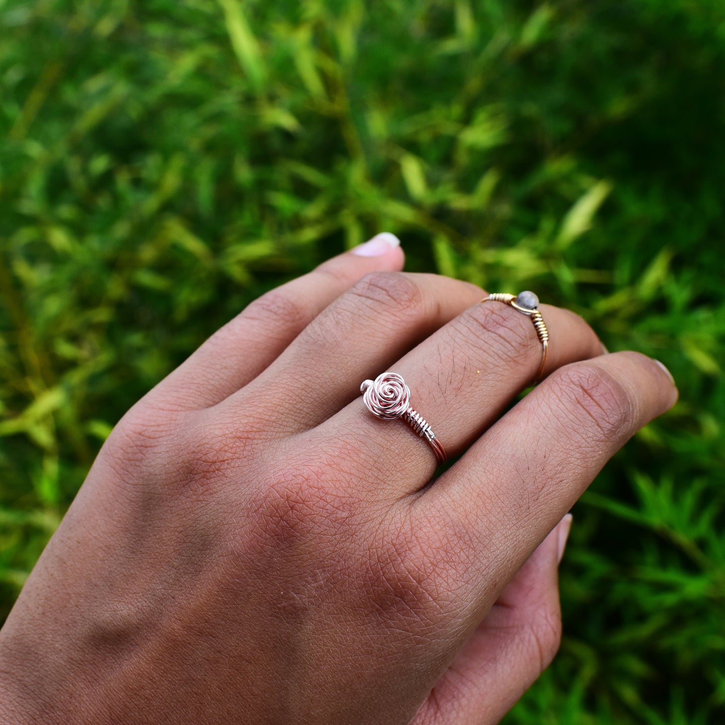 Wire Wrapped Rose Rings