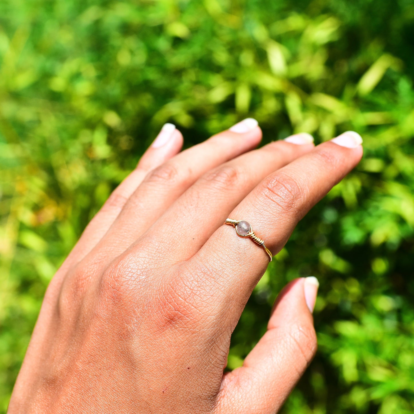 Mini simple crystal wire wrap rings