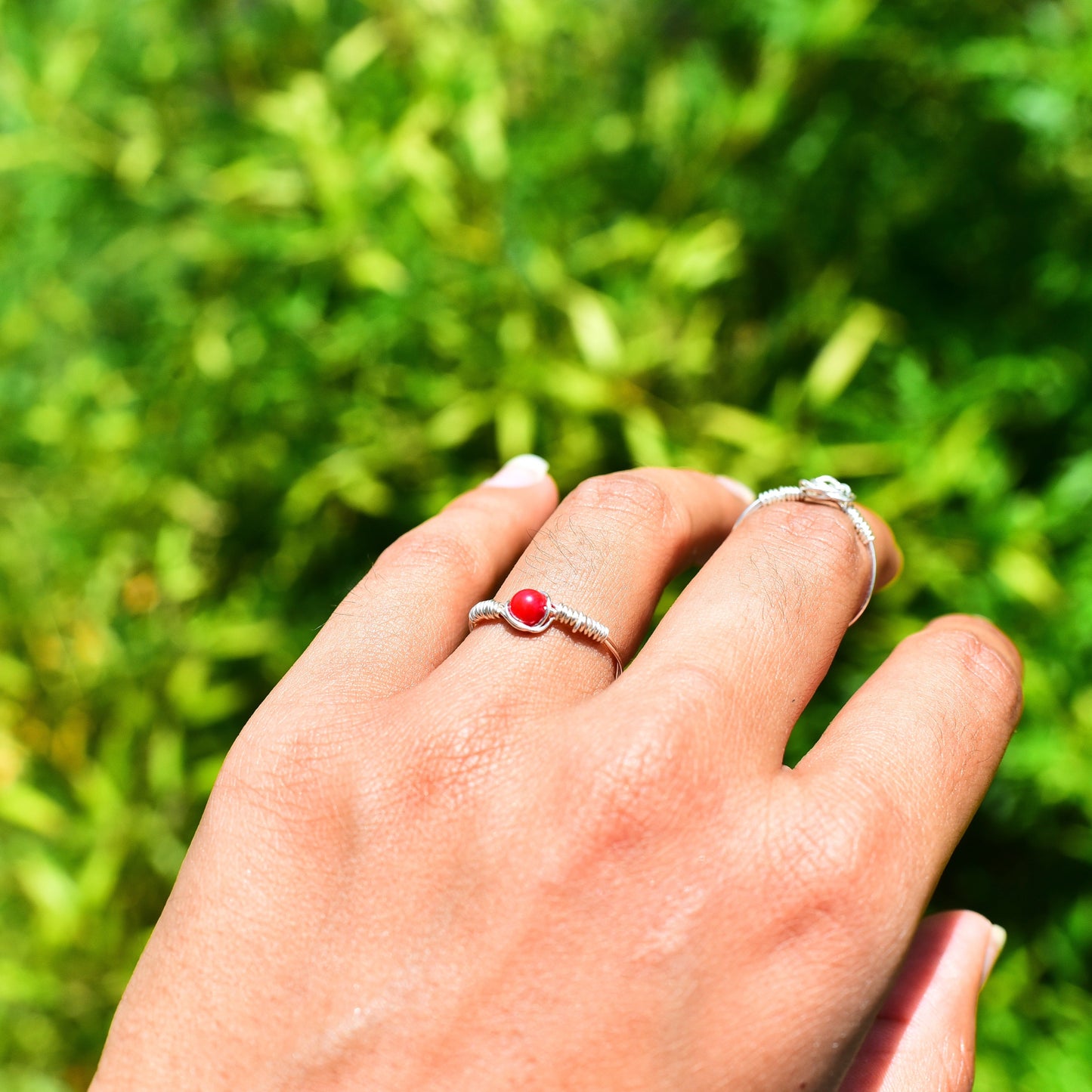 Mini simple crystal wire wrap rings
