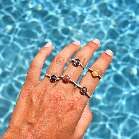 Crystal wire wrap rings