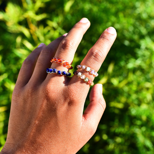 Braided Crystal Wire Wrap Rings