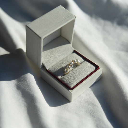 Braided Faux Pearl Wire Ring