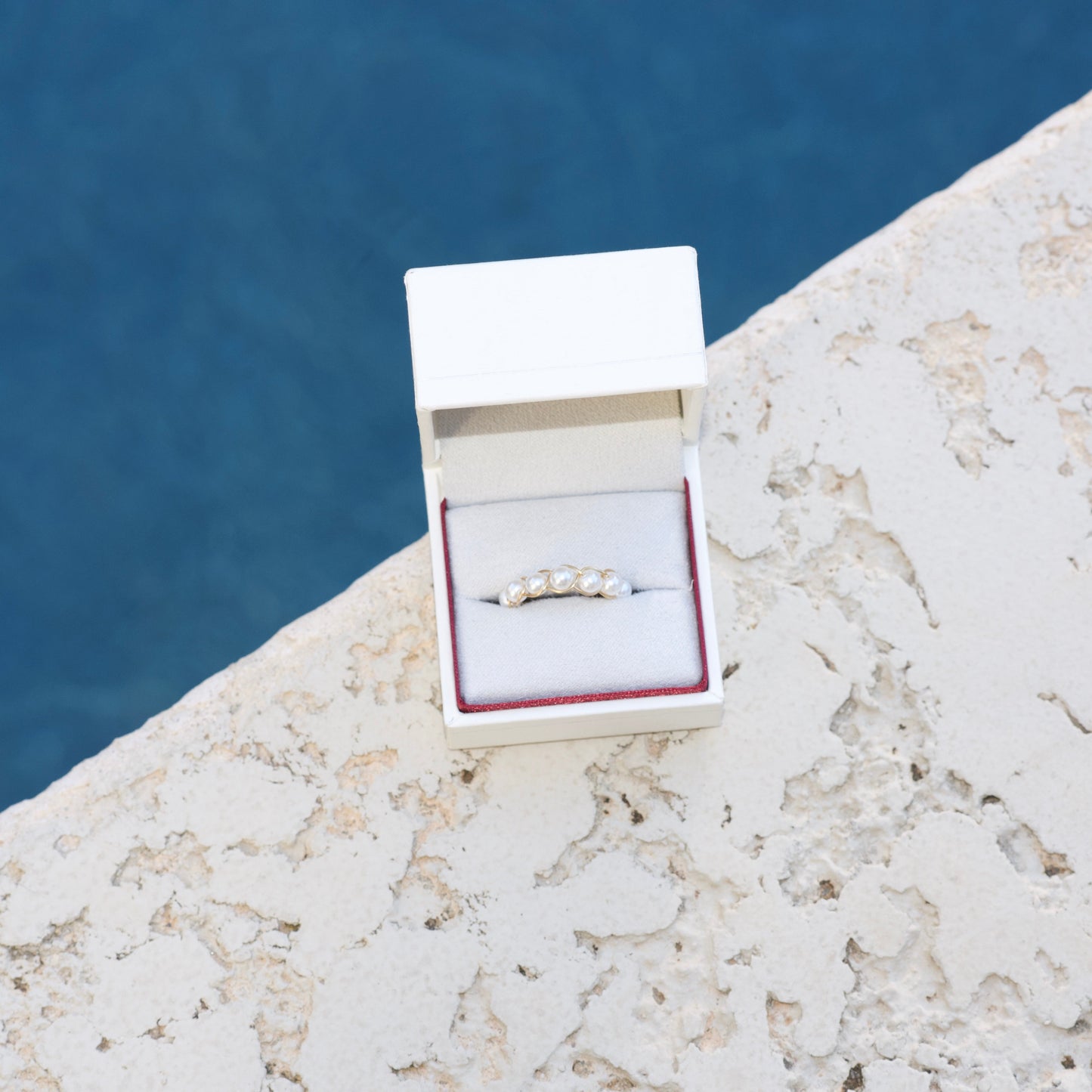 Braided Faux Pearl Wire Ring