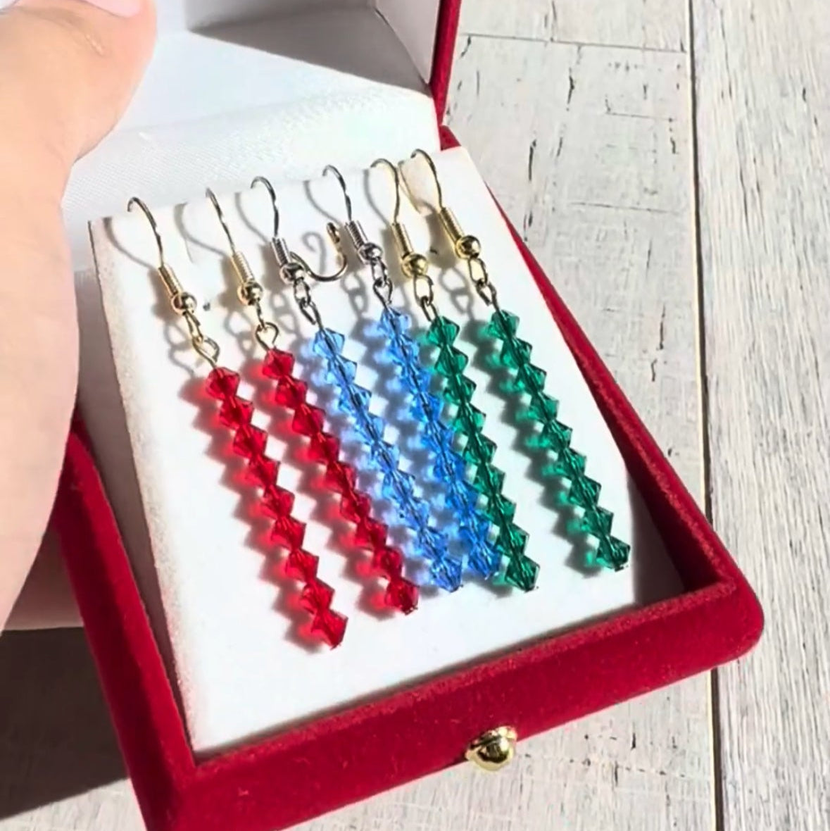 Dainty Dangly Colorful Crystal Earrings