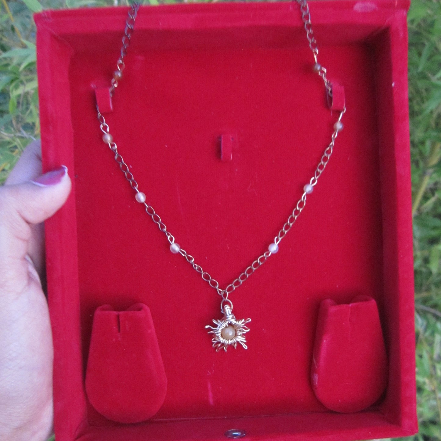 Yellow Agate Crystal Sun Necklace
