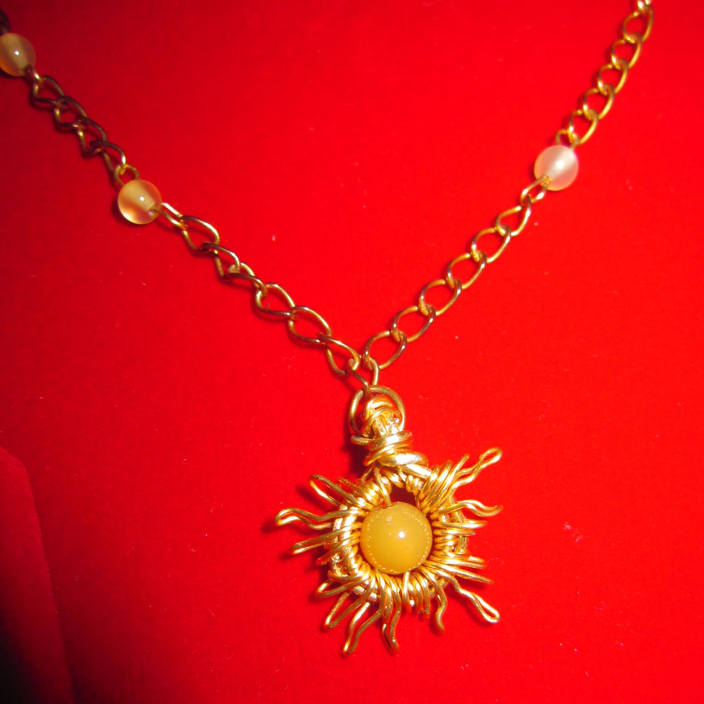 Yellow Agate Crystal Sun Necklace