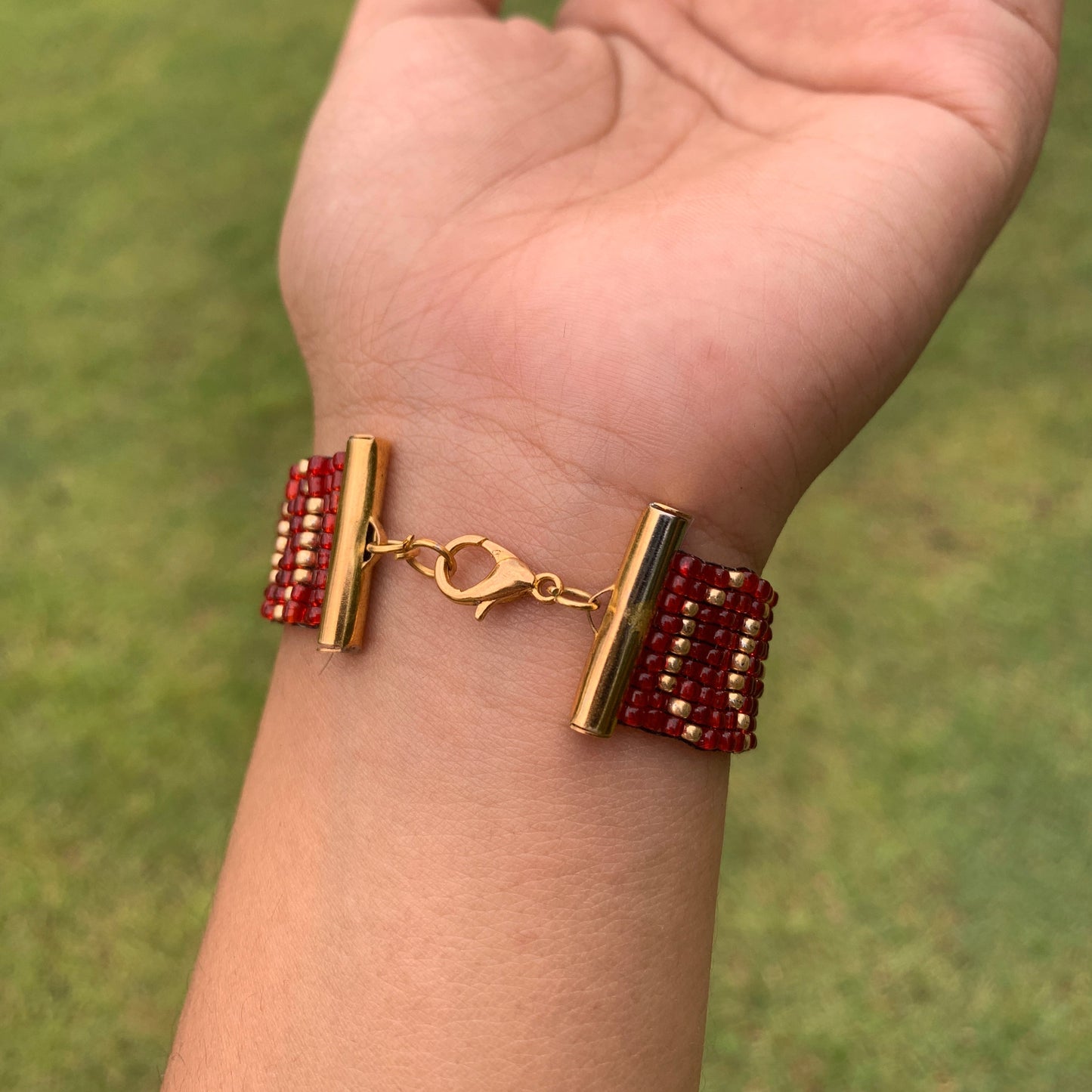 Iron Man Inspired Beaded Loom Bracelet
