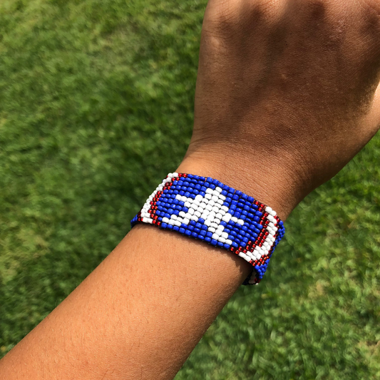 Captain America Inspired Beaded Loom Bracelet