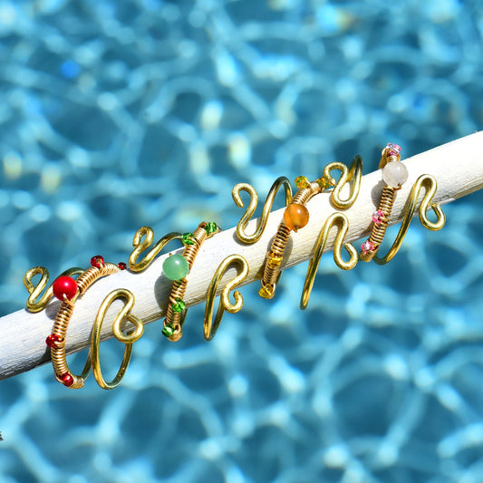 Swirly crystal wire wrap rings