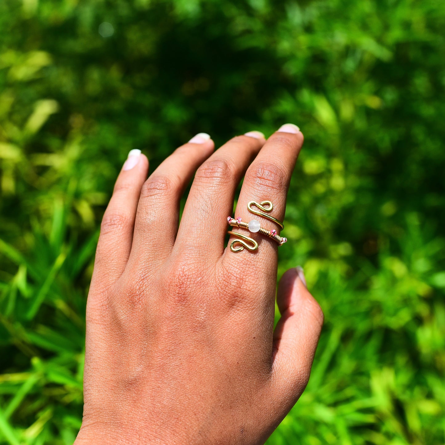 Swirly crystal wire wrap rings
