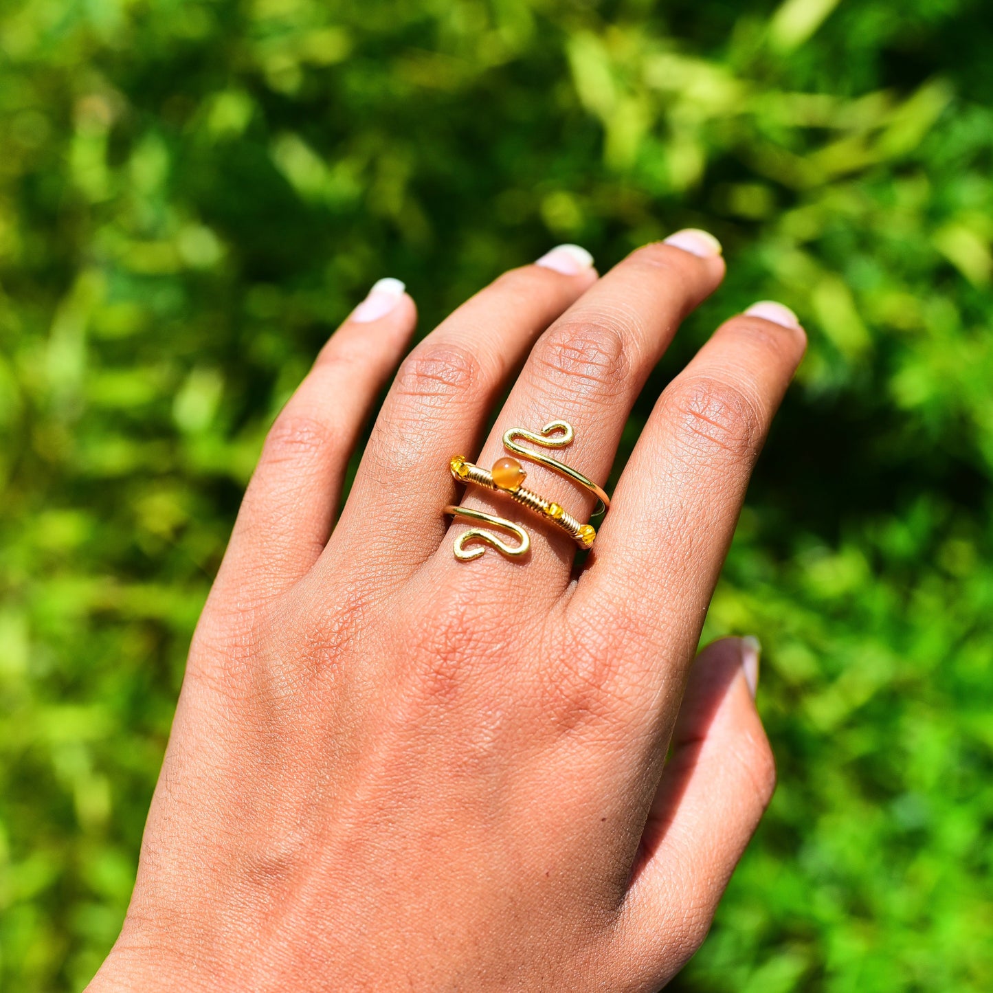 Swirly crystal wire wrap rings