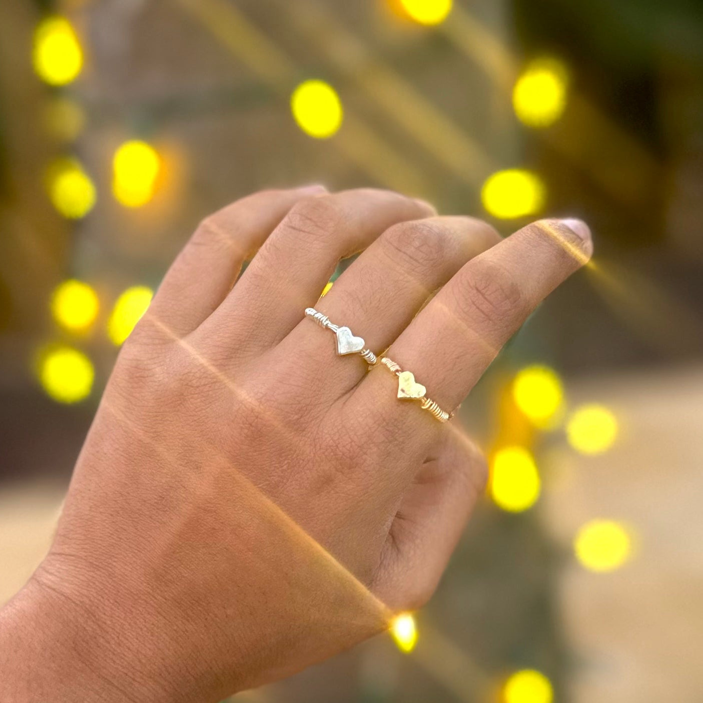 Minimalist Heart Bead Rings