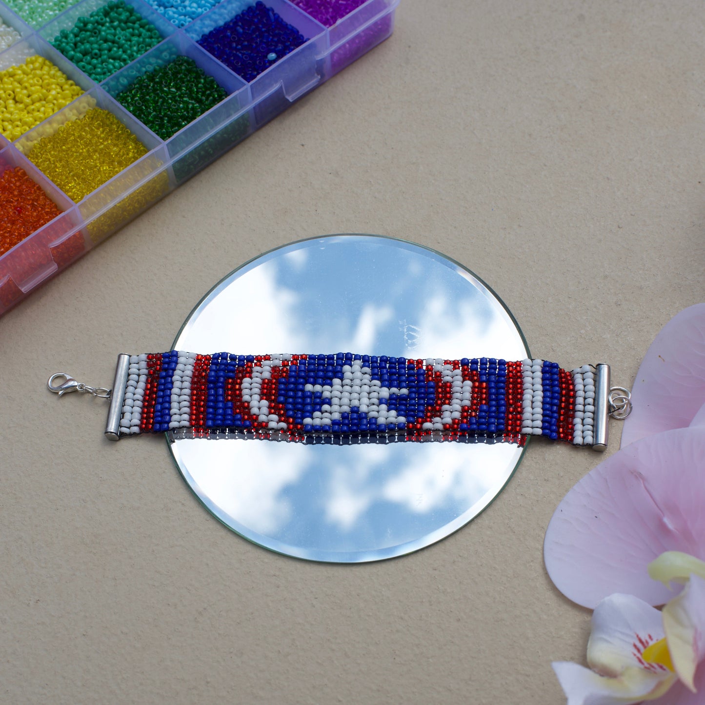 Captain America Inspired Beaded Loom Bracelet