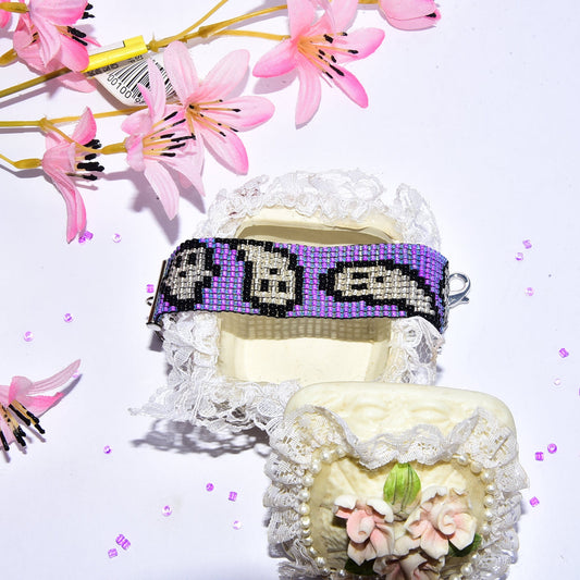 Cute Purple Ghost Halloween Inspired Beaded Loom Bracelet