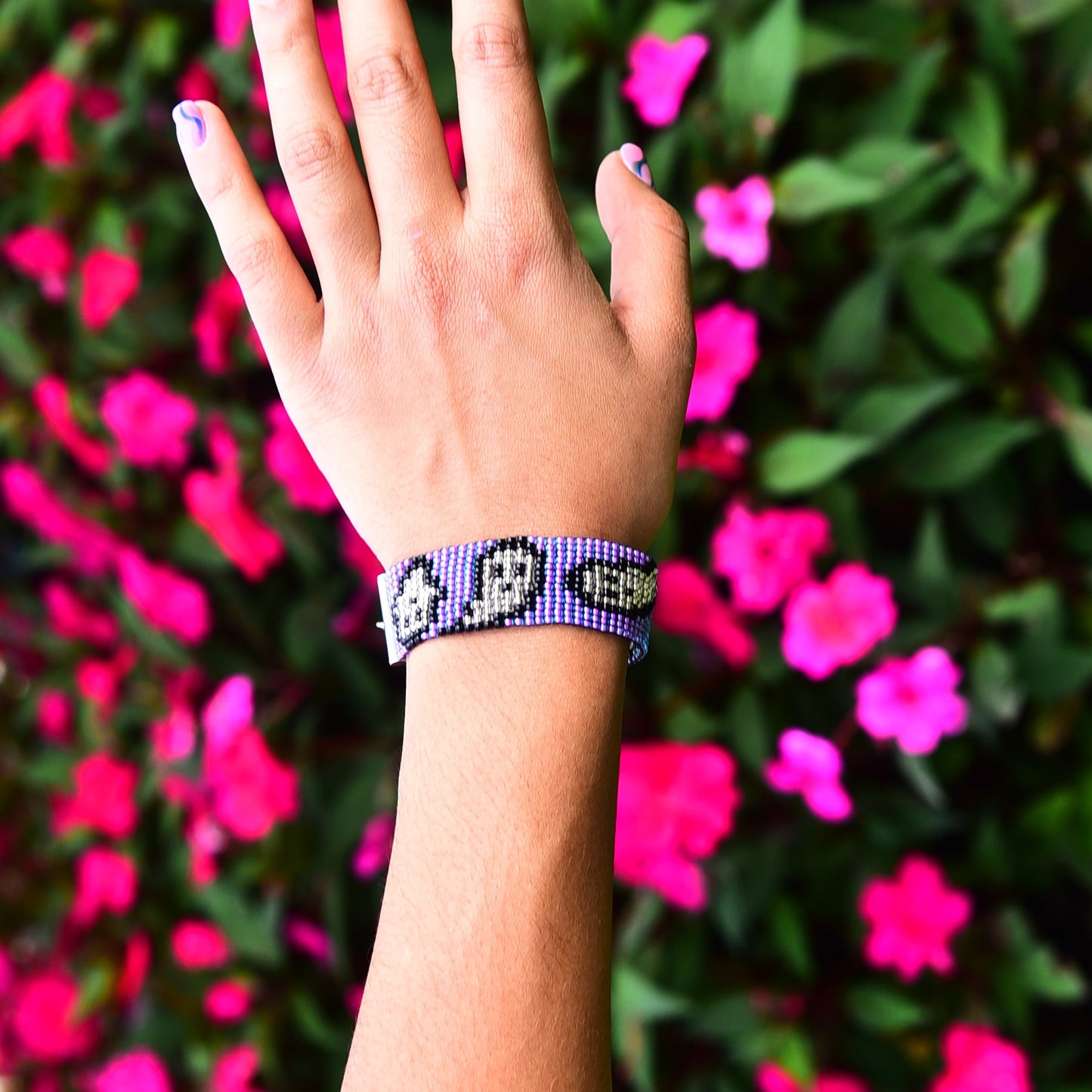 Cute Purple Ghost Halloween Inspired Beaded Loom Bracelet