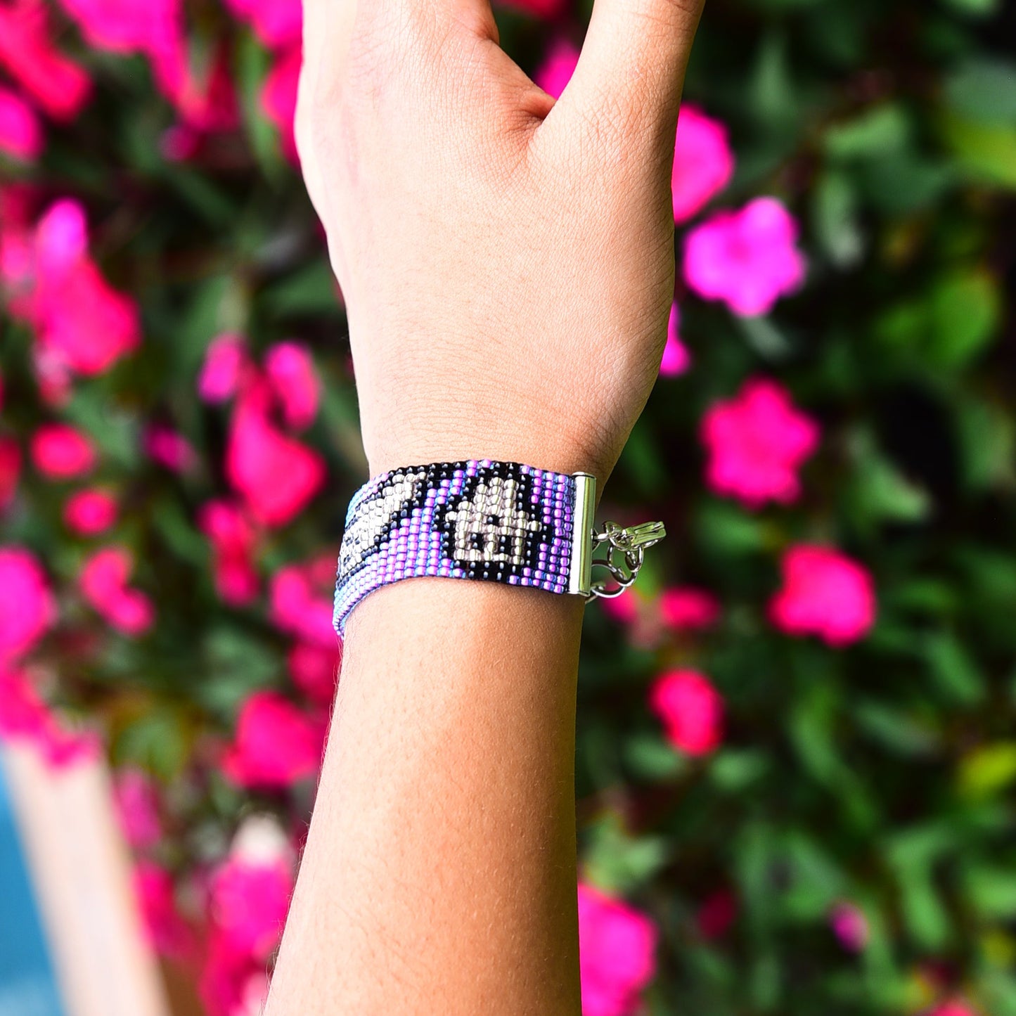 Cute Purple Ghost Halloween Inspired Beaded Loom Bracelet