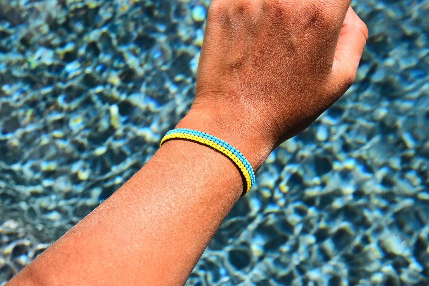 "For Ukraine" Beaded Loom Bracelet -100% Profits to Charity