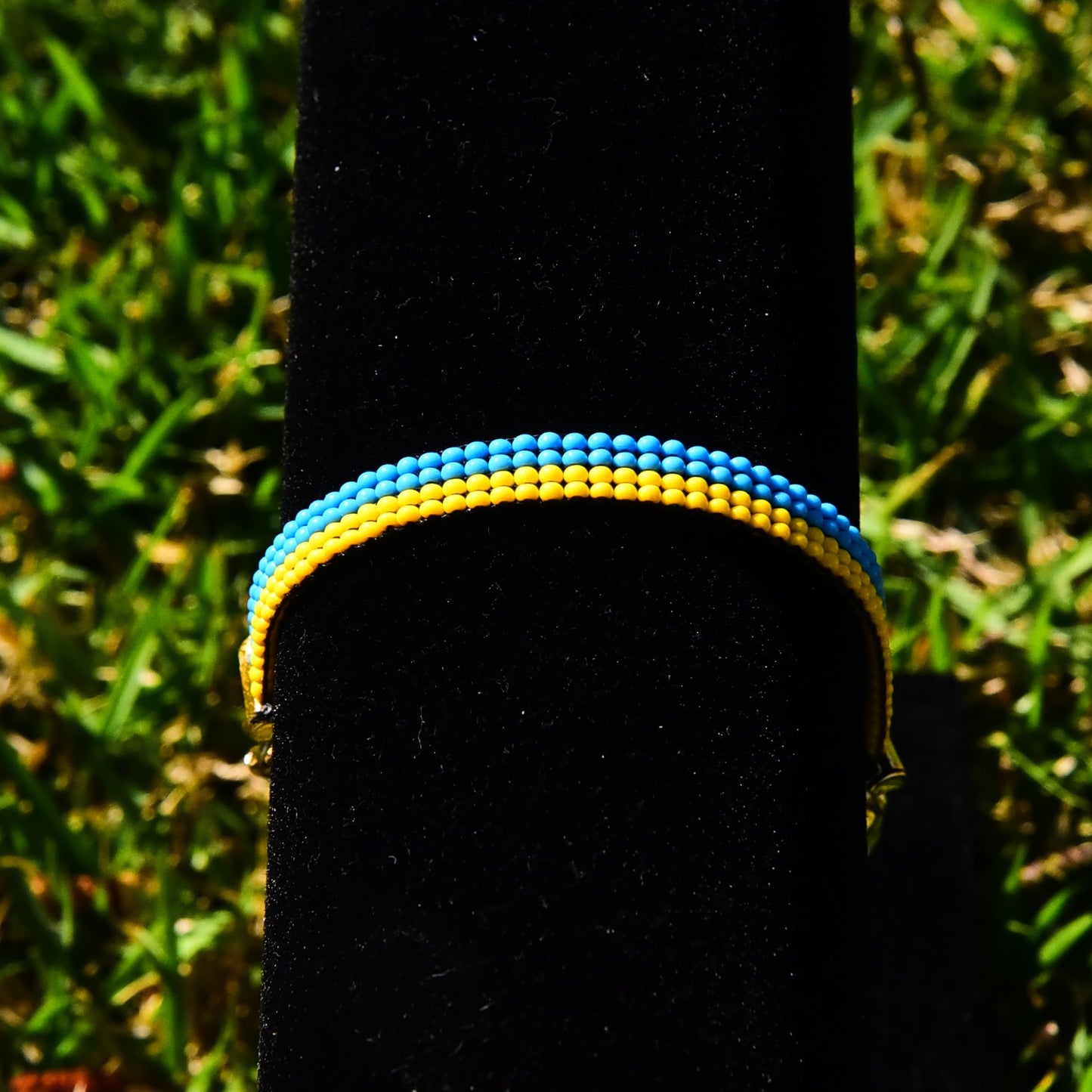 "For Ukraine" Beaded Loom Bracelet -100% Profits to Charity