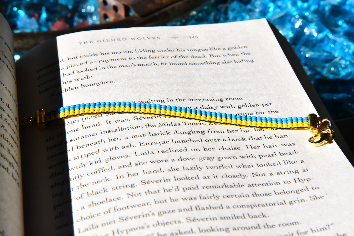 "For Ukraine" Beaded Loom Bracelet -100% Profits to Charity