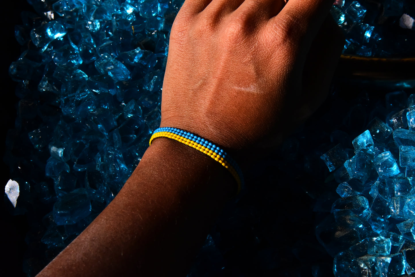 "For Ukraine" Beaded Loom Bracelet -100% Profits to Charity