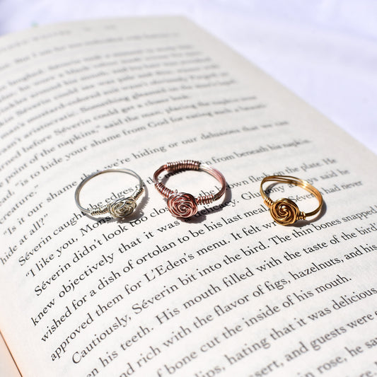 Wire Wrapped Rose Rings