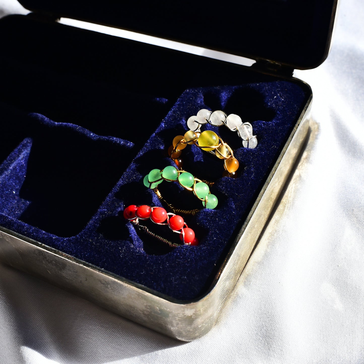 Braided Crystal Wire Wrap Rings