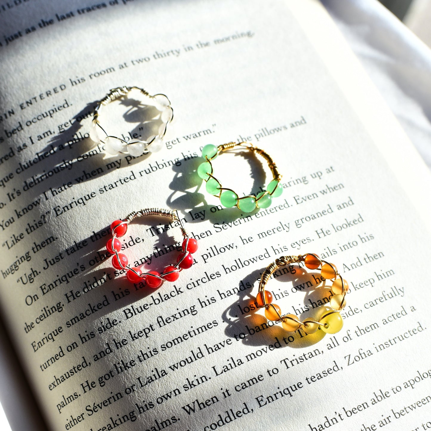 Braided Crystal Wire Wrap Rings