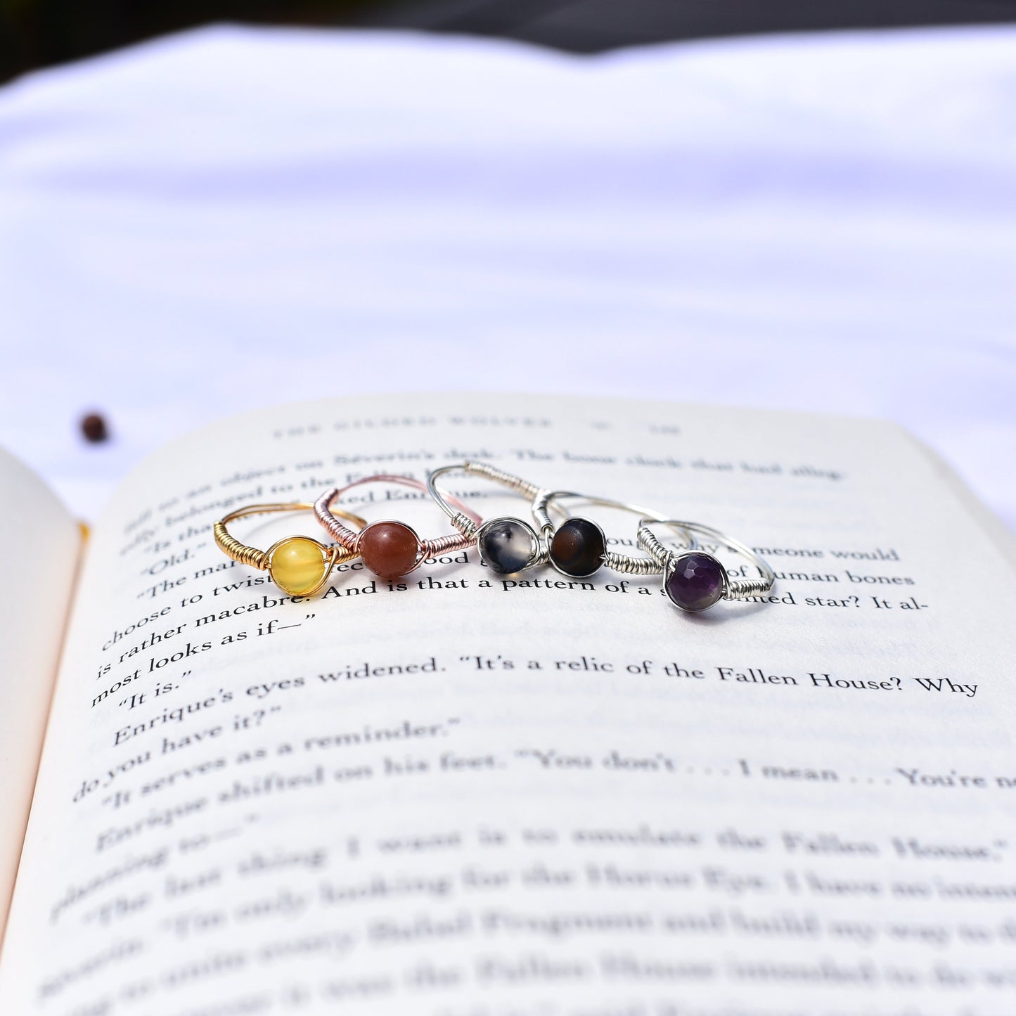 Crystal wire wrap rings