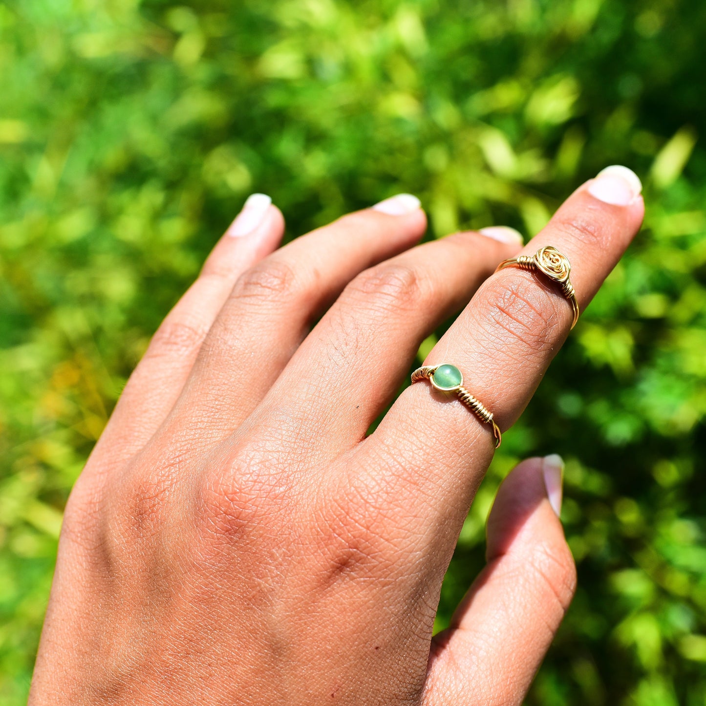Mini simple crystal wire wrap rings
