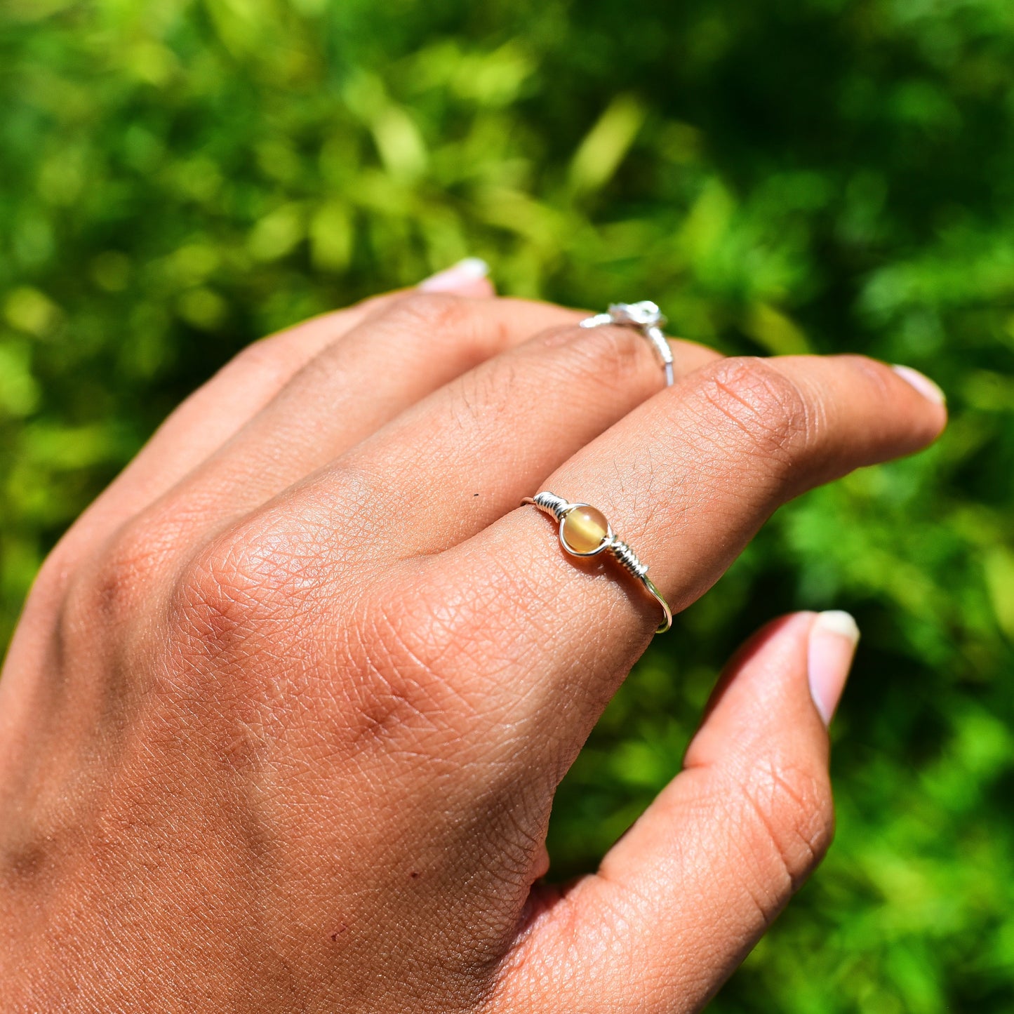 Mini simple crystal wire wrap rings