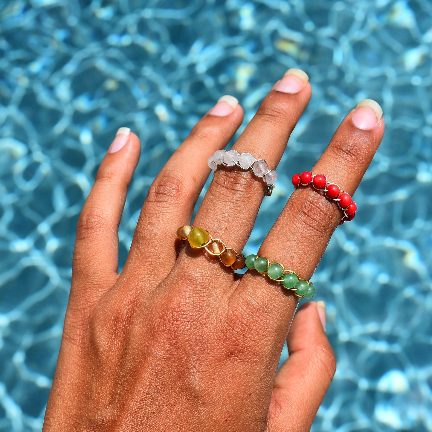 Braided Crystal Wire Wrap Rings