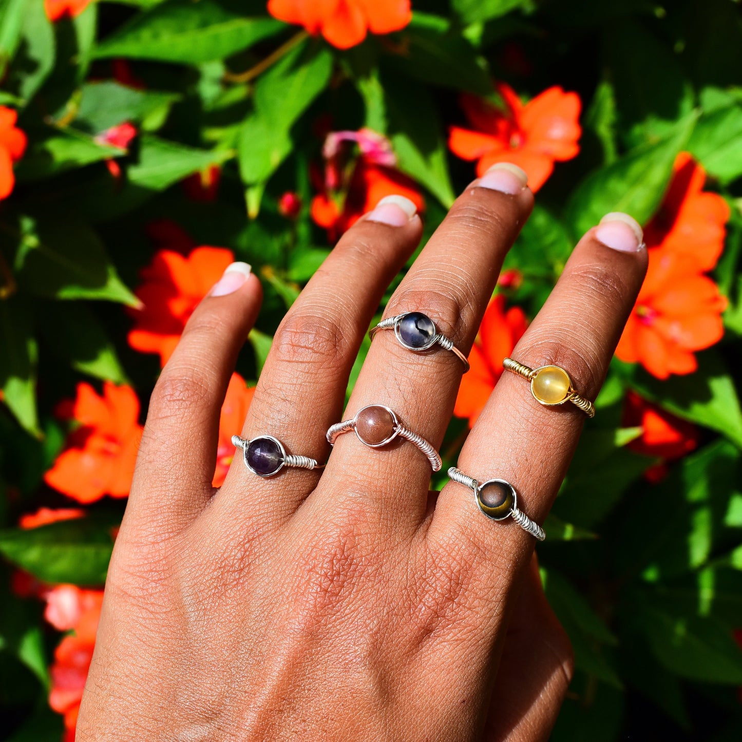 Crystal wire wrap rings