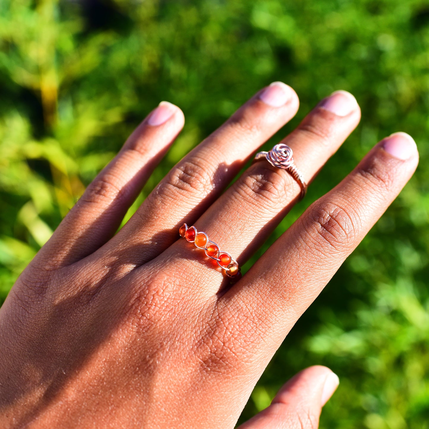 Braided Crystal Wire Wrap Rings