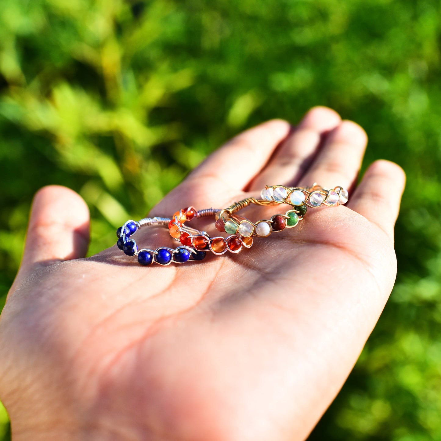 Braided Crystal Wire Wrap Rings