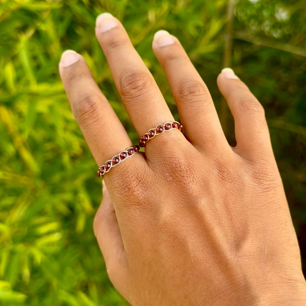 Braided Crystal Wire Wrap Rings