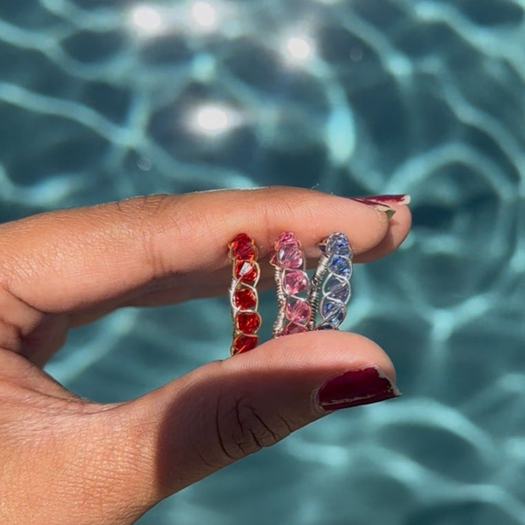 Braided Crystal Wire Wrap Rings