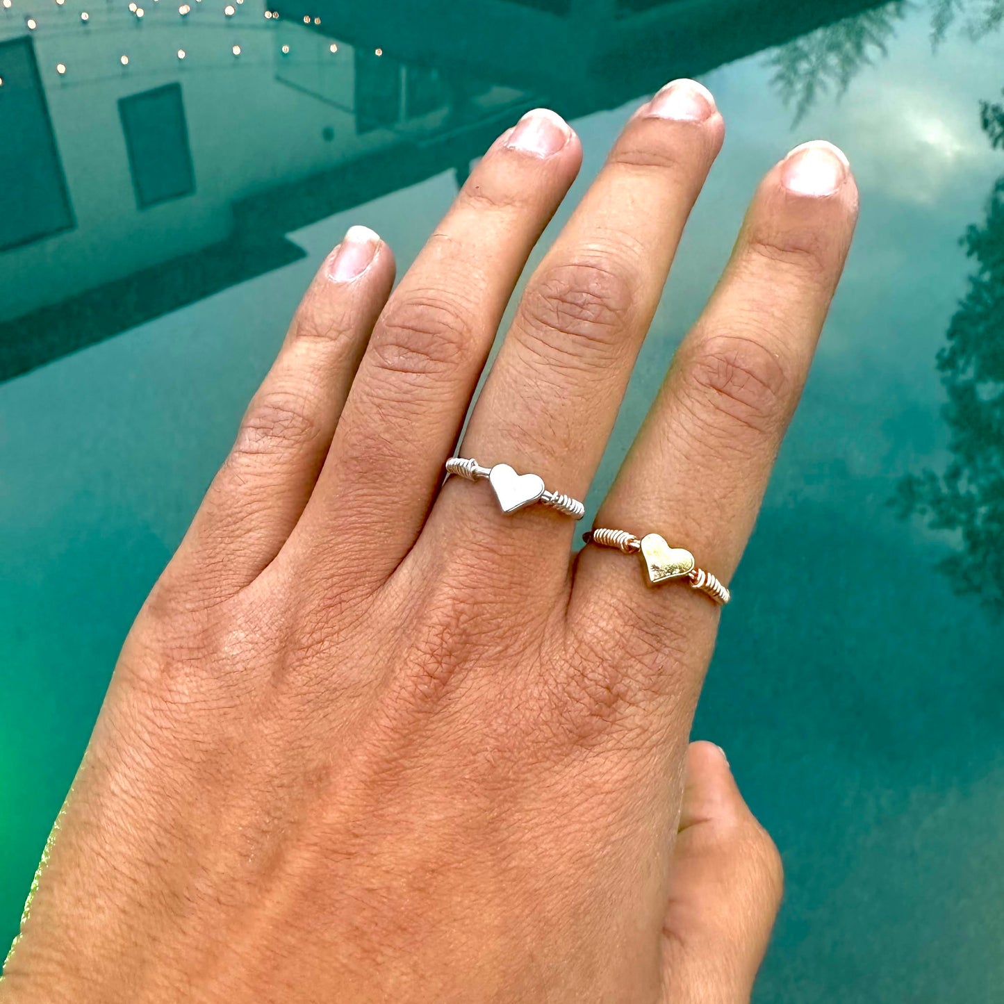 Minimalist Heart Bead Rings