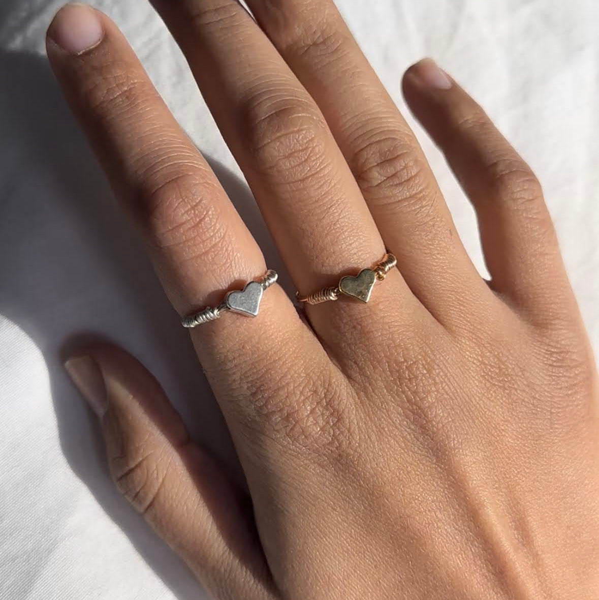 Minimalist Heart Bead Rings