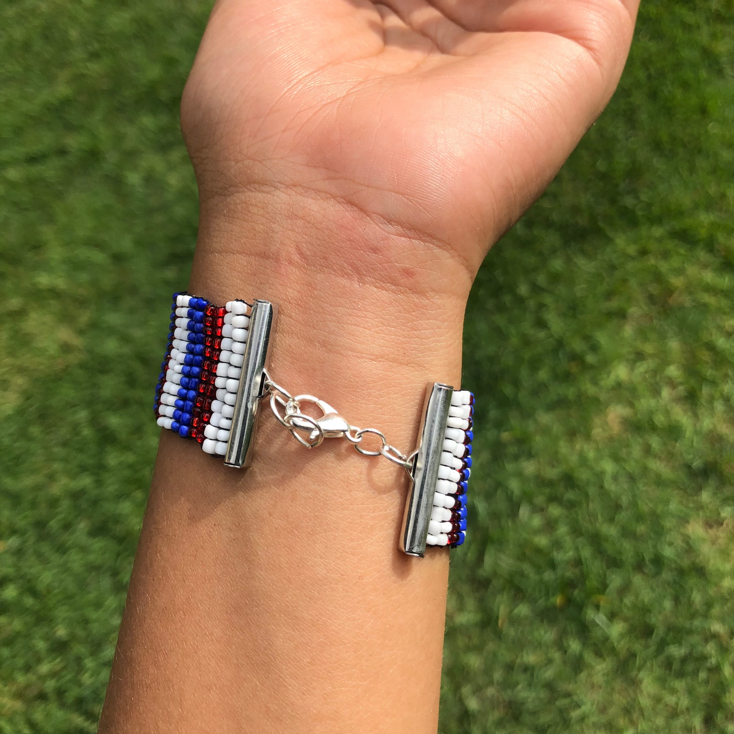 Captain America Inspired Beaded Loom Bracelet