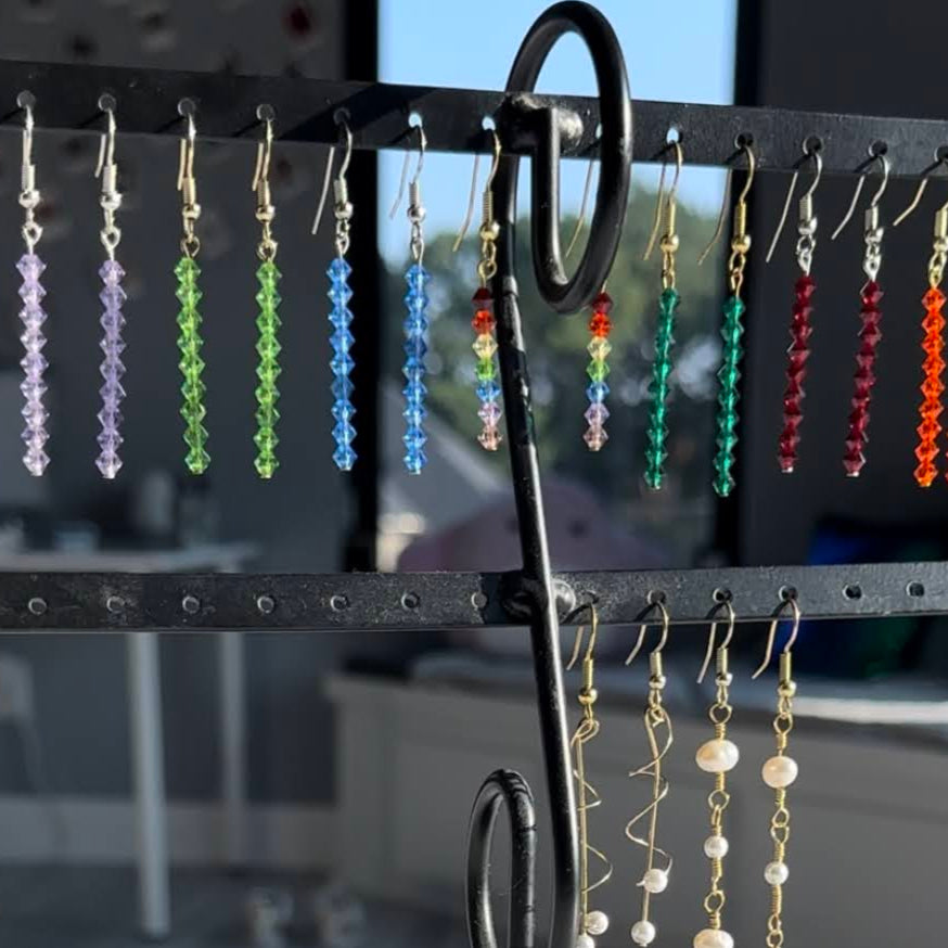Dainty Dangly Colorful Crystal Earrings